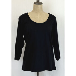 NWT Soya Concept Boutique Black Organic Cotton Top 3/4 Sleeves #0426 XL